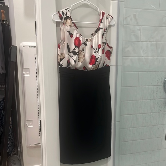 White House Black Market Floral Midi Dress - Black and Red - Picture 1 of 4